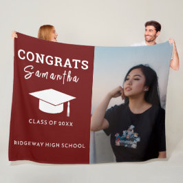 Manta Polar Personalizado Graduación de Borgoña Clase Fotográf
