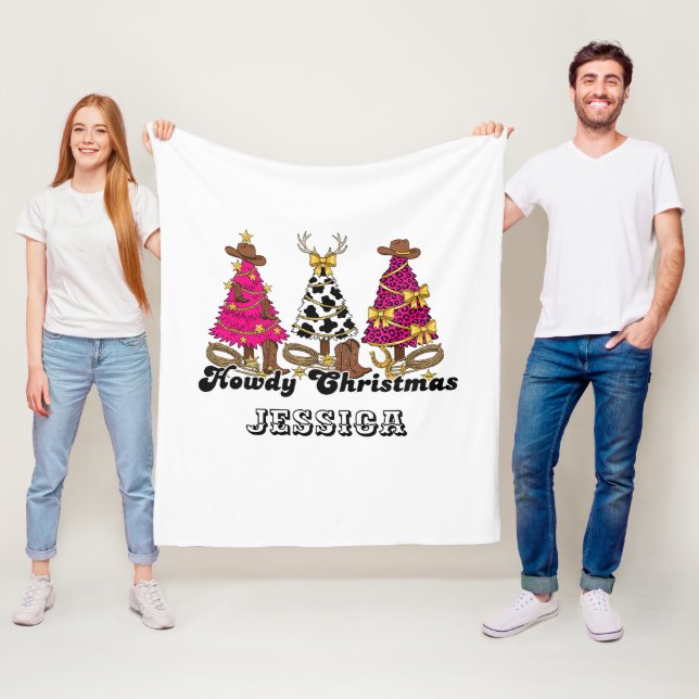 Manta Polar Personalizado Howdy Navidad Blanket (In situ)