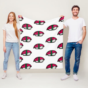 Manta Polar Personalizado Kawaii Sushi, Arroz de Pescado y Alg