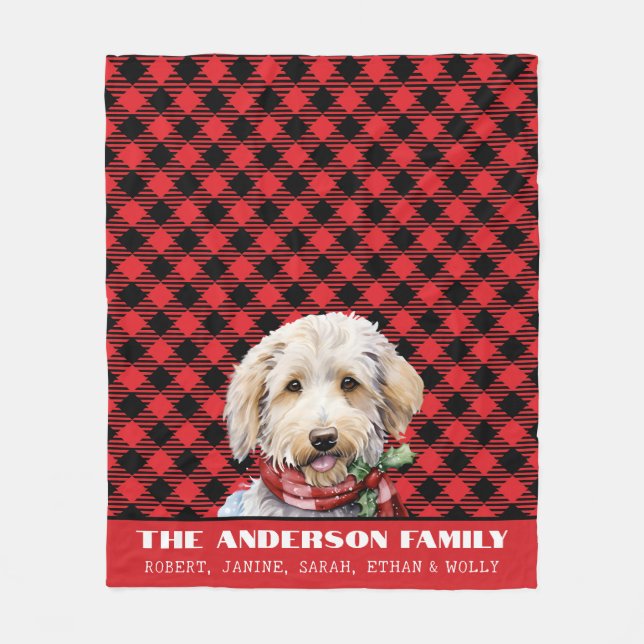 Manta Polar Personalizado Labradoodle Familia Navidades de esc (Anverso)