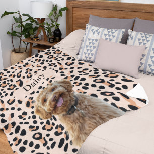 Manta Polar Personalizado Leopard Print Dog Photo con nombre