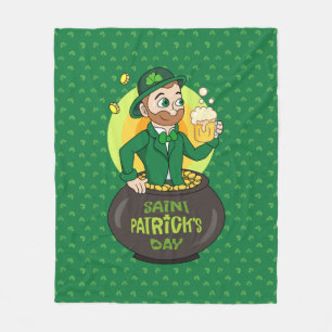 Manta Polar Personalizado leprechaun en una olla de oro sosten