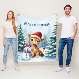 Manta Polar Personalizado lindo Giraffe con Santa Hat y Snowma