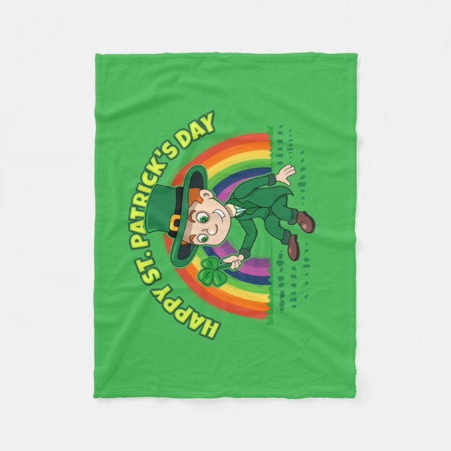 Manta Polar Personalizado lindo leprechaun con shamrock y arco (Anverso)