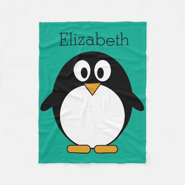Manta Polar personalizado lindo pingüino esmeralda y negro (Anverso)