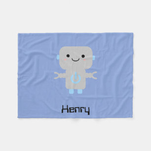 Manta Polar Personalizado lindo Robot Blue