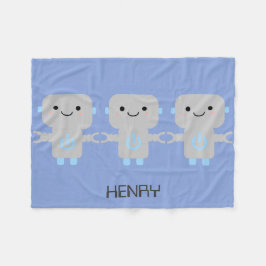 Manta Polar Personalizado lindo Robot Blue