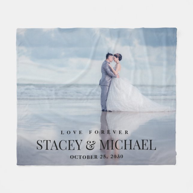 Manta Polar Personalizado Love Forever Photo Boda (Frente (Horizontal))