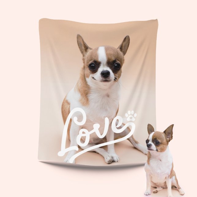 Manta Polar Personalizado Love Paw Print Dog Lover Photo (Subido por el creador)