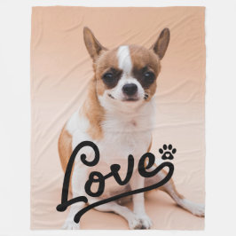 Manta Polar Personalizado Love Paw Print Dog Lover Photo Black