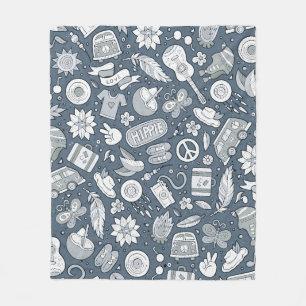 Manta Polar Personalizado manual de doodles hippie sin fisuras