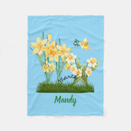 Manta Polar Personalizado Mar Birth Flowers & Stone Fleece Bla