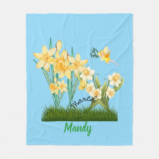 Manta Polar Personalizado Marcha Flores de Nacimiento y Piedra (Anverso)