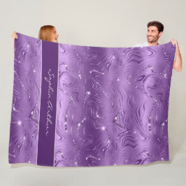 Manta Polar Personalizado Moda Patrón Purpurina Purple Silver 