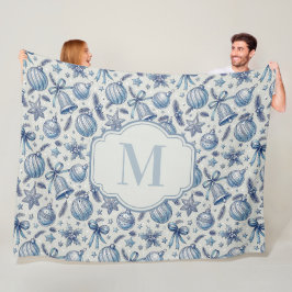 Manta Polar Personalizado Monograma Blue Toile Ornamentos de N