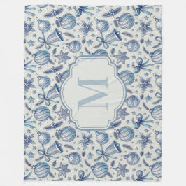 Manta Polar Personalizado Monograma Blue Toile Ornamentos de N