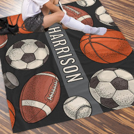 Manta Polar Personalizado Monogramed Soft Black Sports