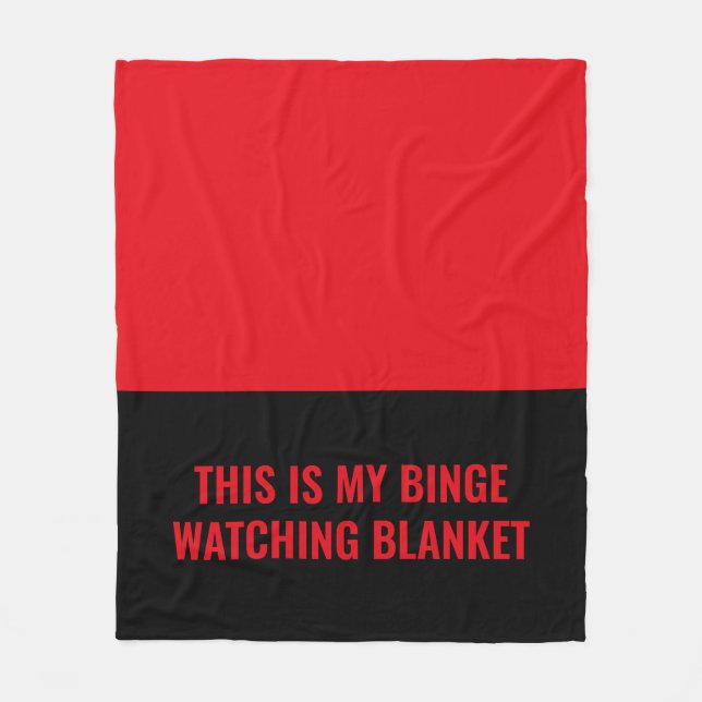 Manta Polar Personalizado negro rojo divertido citando a Binge (Anverso)