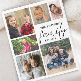 Manta Polar Personalizado Nombre de familia Blanco 6 Collage d