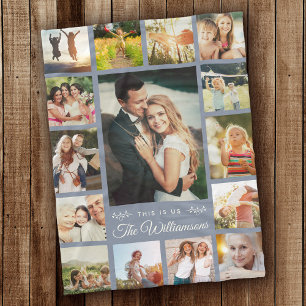 Manta Polar Personalizado Nombre de la familia Collage de foto