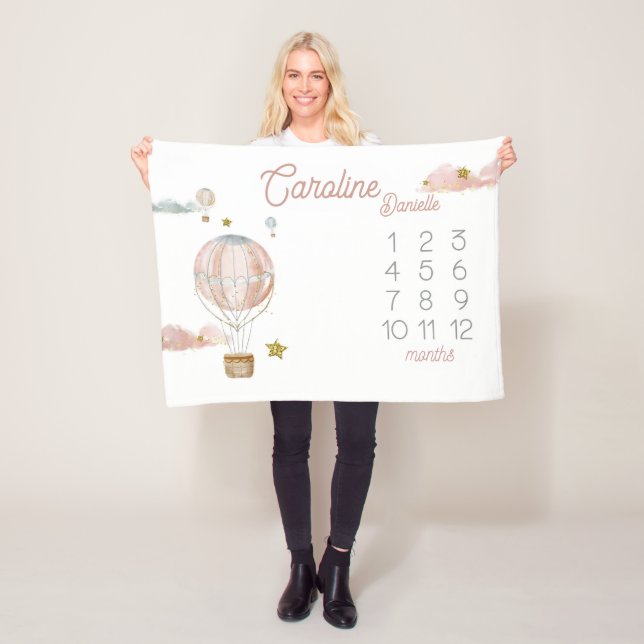 Manta Polar Personalizado Nombre del bebé Balón de aire calien (In situ)