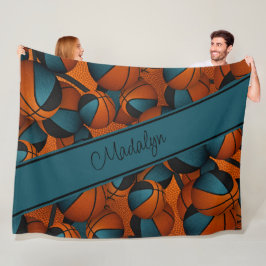 Manta Polar personalizado nombre del jugador patrón verde azul