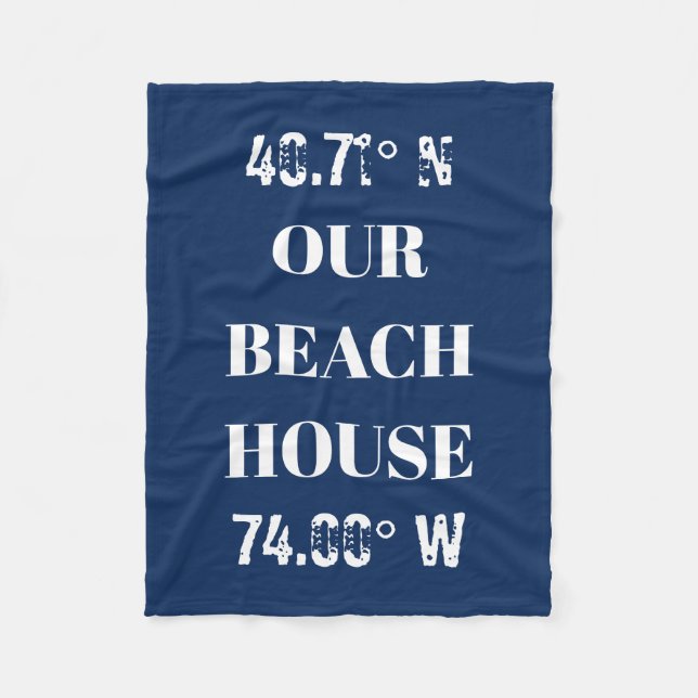 Manta Polar Personalizado Nuestras Coordenadas Beach House (Anverso)