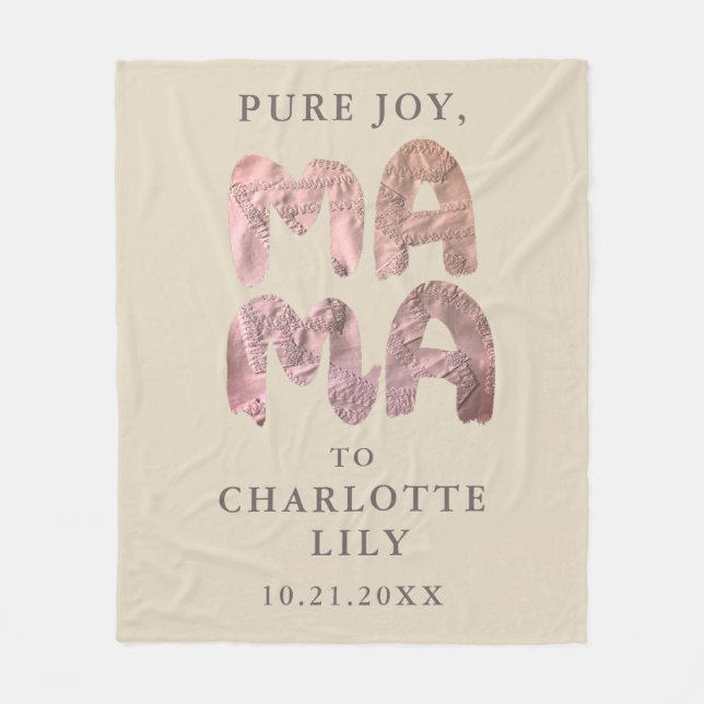 Manta Polar Personalizado Nuevo Mama Nombrar Fecha Nacimiento  (Anverso)