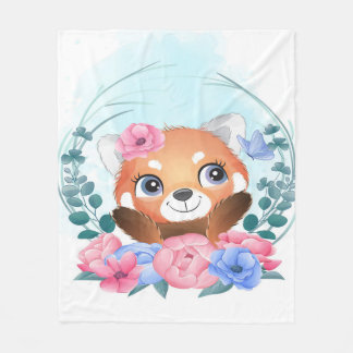 Manta Polar Personalizado Panda | Pequeño Panda Rojo