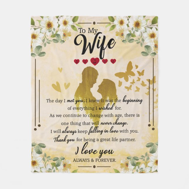Manta Polar Personalizado Para Mi Esposa| Matrícula casada (Anverso)
