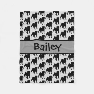 Manta Polar Personalizado Pug Dog Silhouette