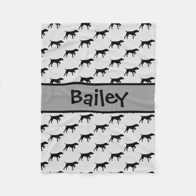 Manta Polar Personalizado Puntero Perro Silhouette (Anverso)