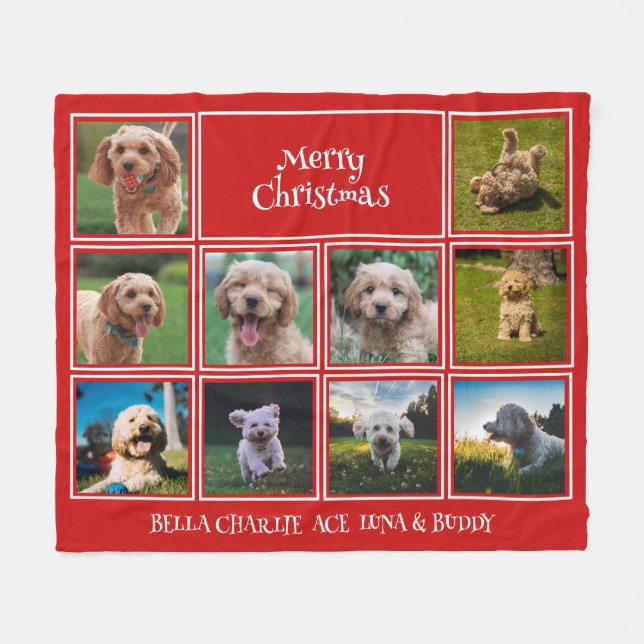 Manta Polar Personalizado Red 10 Foto Mascotas navideños felic (Frente (Horizontal))