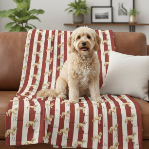 Manta Polar Personalizado Red Stripe Golden Doodle Mascota Nom