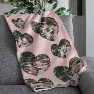 Manta Polar Personalizado romántico foto Corazones Fleece rosa