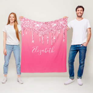 Manta Polar Personalizado rosa brillante glitter femenino de m