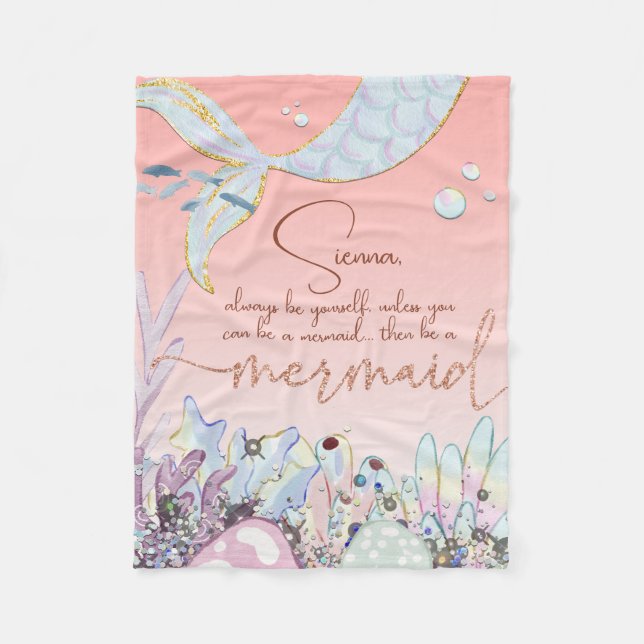 Manta Polar Personalizado "Sé una Sirena" (Anverso)