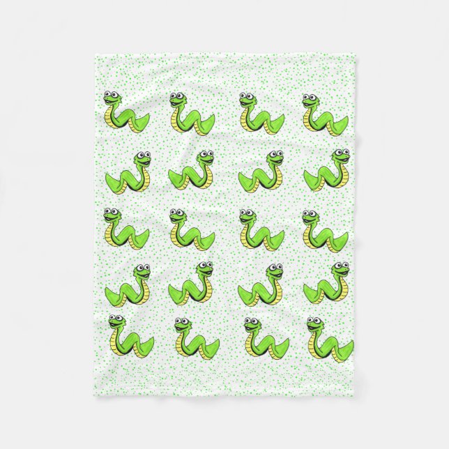 Manta Polar Personalizado sonriente suave serpiente verde amar (Anverso)