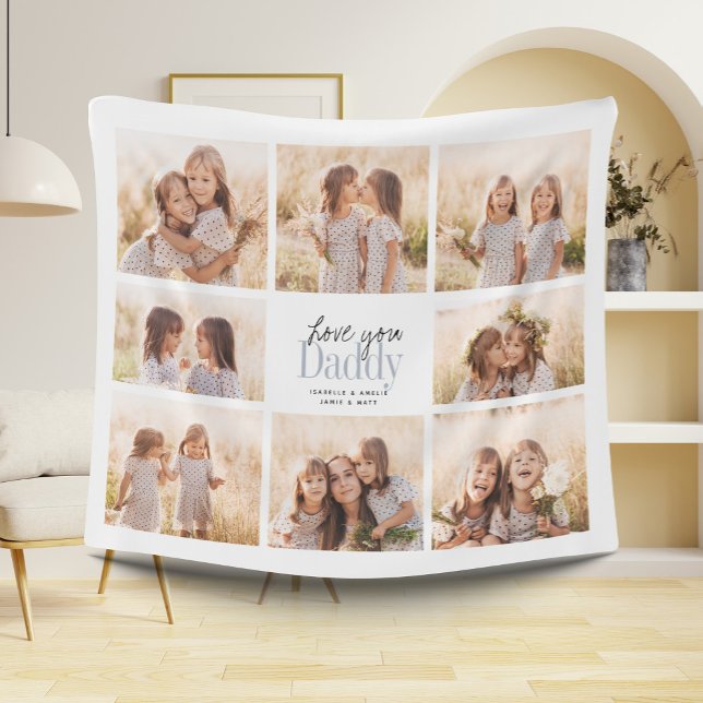 Manta Polar Personalizado Te Ama Papi Padres Día Collage de fo (Subido por el creador)