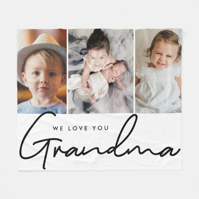 Manta Polar Personalizado Te queremos fotos de las abuelas (Frente (Horizontal))