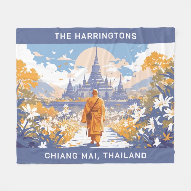 Manta Polar Personalizado Texto Chiang Mai Tailandia (Frente (Horizontal))