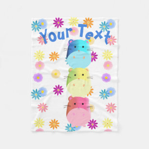 Manta Polar Personalizado Triple Cute Kawaii Hamsters