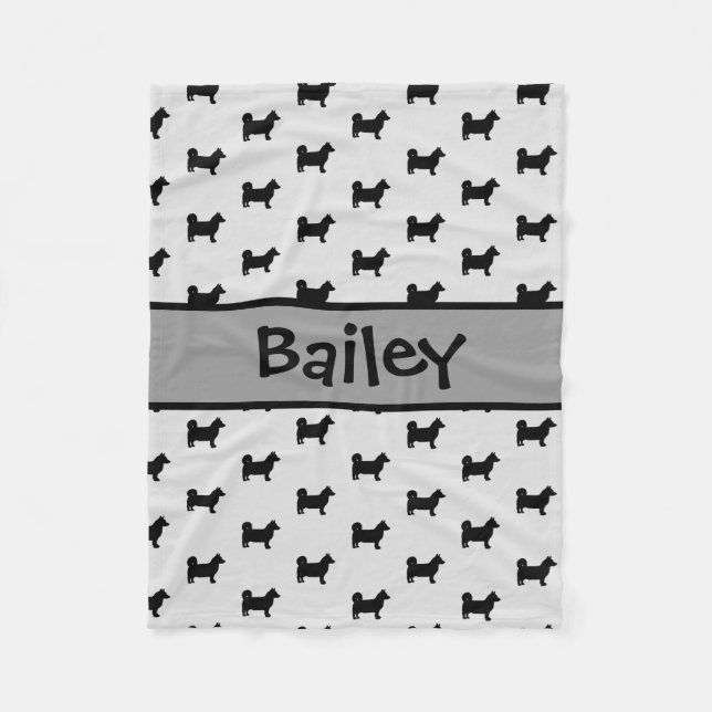 Manta Polar Personalizado: Vallhund Dog Silhouette (Anverso)