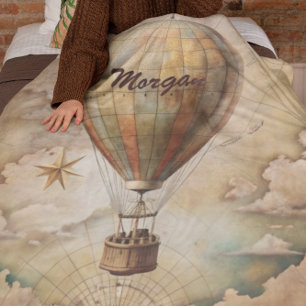 Manta Polar Personalizado Vintage Hot Air Balloon   Viajes ant