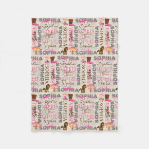 Manta Polar Personalizado Western Cowgirl Horse Lover Collage 