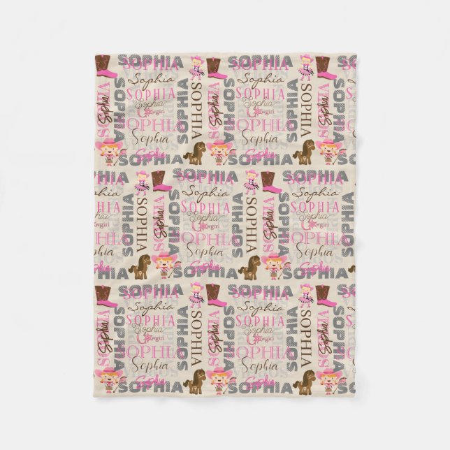 Manta Polar Personalizado Western Cowgirl Horse Lover Collage  (Anverso)