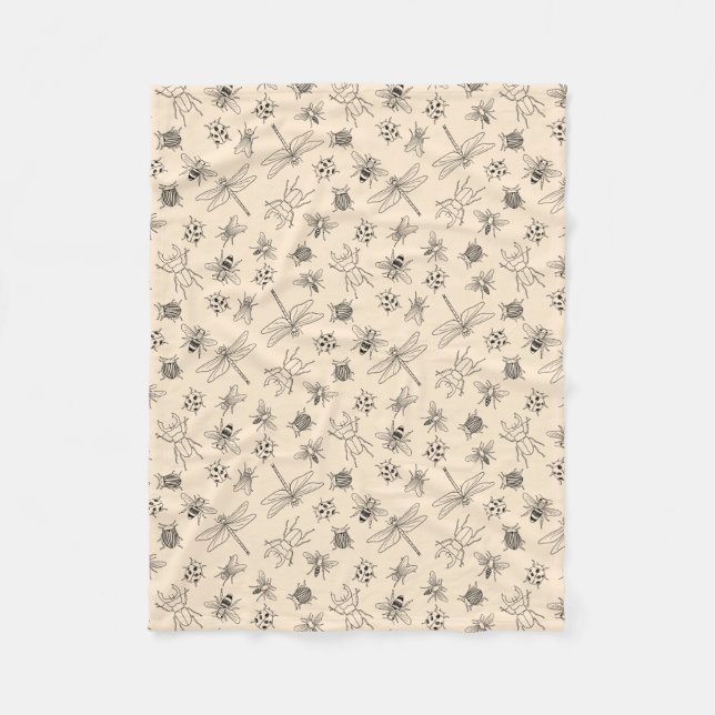 Manta Polar Personalizados dibujados a mano Insectos Patrón La (Anverso)