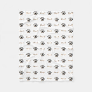 Manta Polar ¡Personalízalo! Foto y nombre de mascota BLANCO