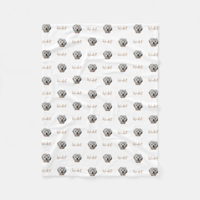 Manta Polar ¡Personalízalo! Foto Y Nombre Del Mascota BLANCO (Anverso)