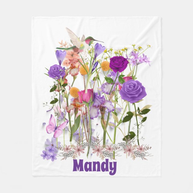 Manta Polar Personalizar flores del corazón (Anverso)